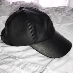 Faux Leather Baseball Hat